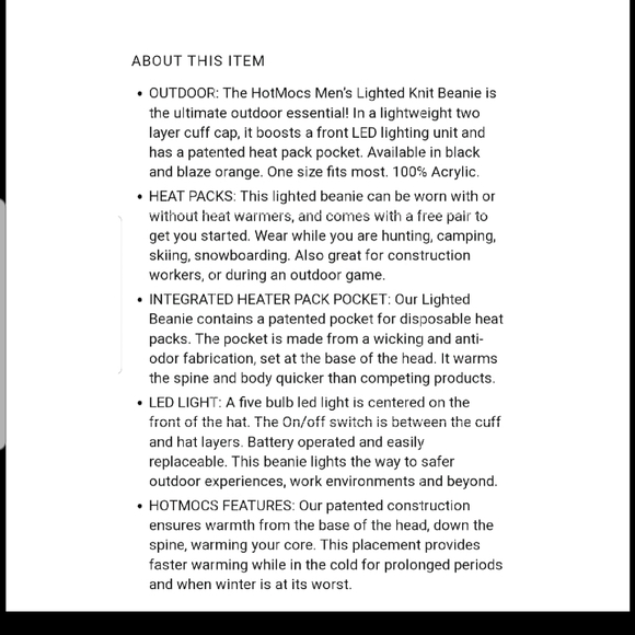 HOTMOCS LIGHTED/HEATED WINTER HAT - Picture 8 of 9